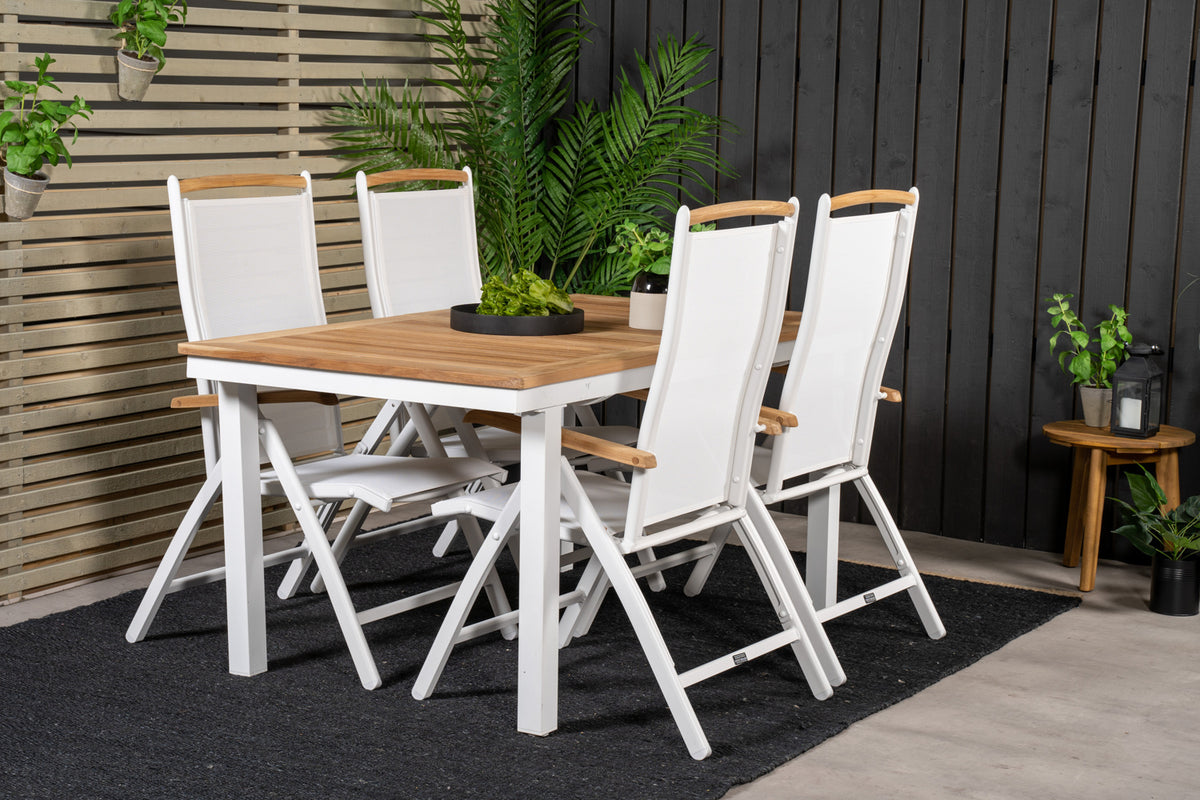 Panama Positionsstole Hvid + Spisebord 160 x 90