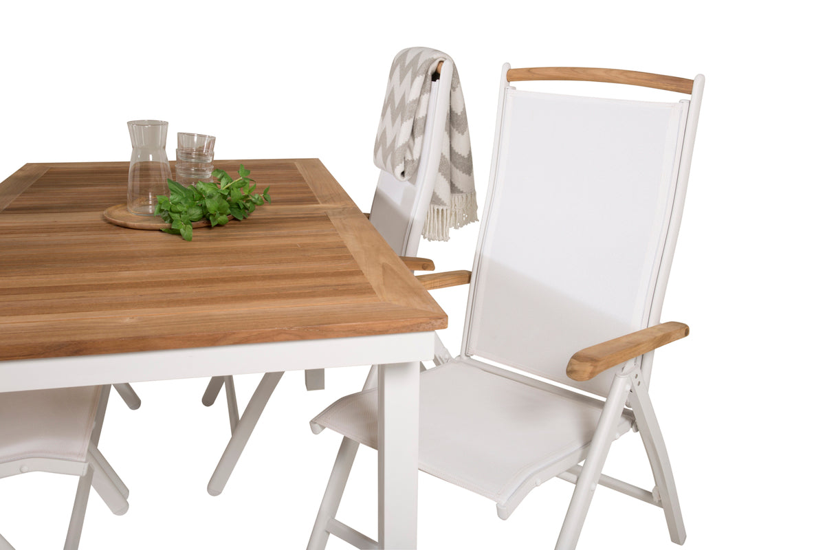 Panama Positionsstole Hvid + Spisebord 160 x 90