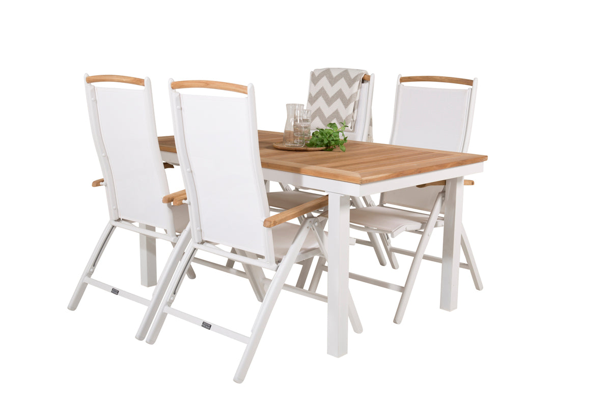 Panama Positionsstole Hvid + Spisebord 160 x 90