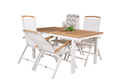 Panama Positionsstole Hvid + Spisebord 160 x 90