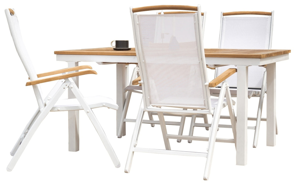 Panama Positionsstole Hvid + Spisebord 160 x 90