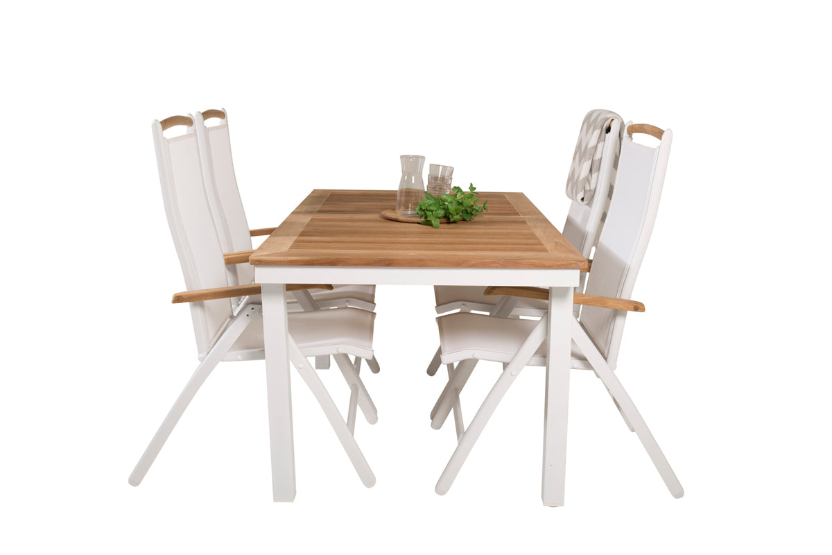 Panama Positionsstole Hvid + Spisebord 160 x 90