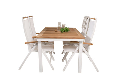Panama Positionsstole Hvid + Spisebord 160 x 90