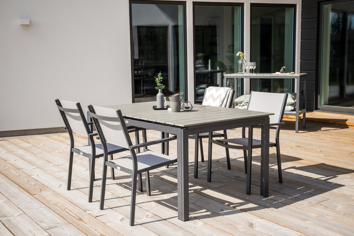 Levels & Copacabana Spisebord 160 x 100 + Spisebordsstole Grå