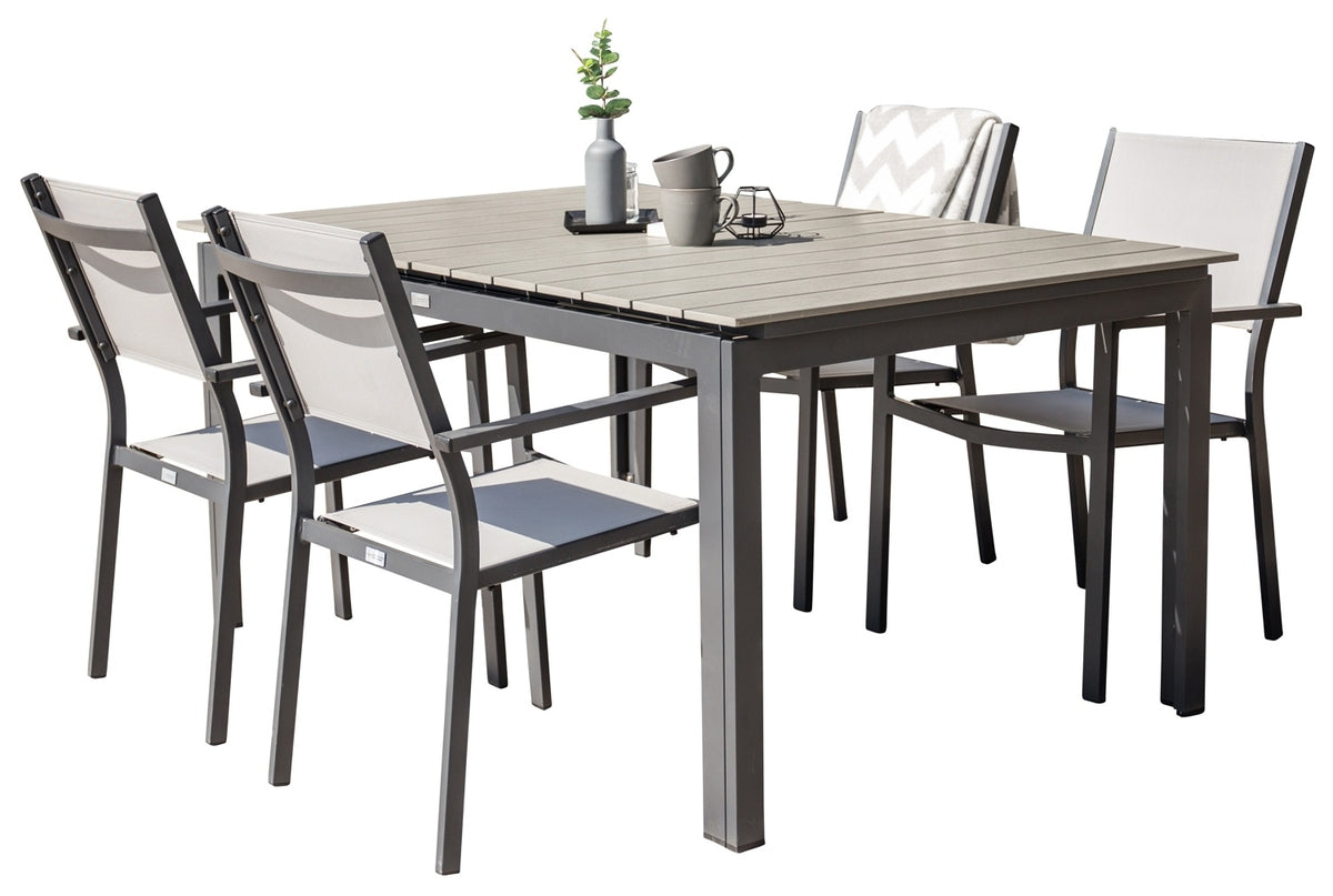 Levels & Copacabana Spisebord 160 x 100 + Spisebordsstole Grå