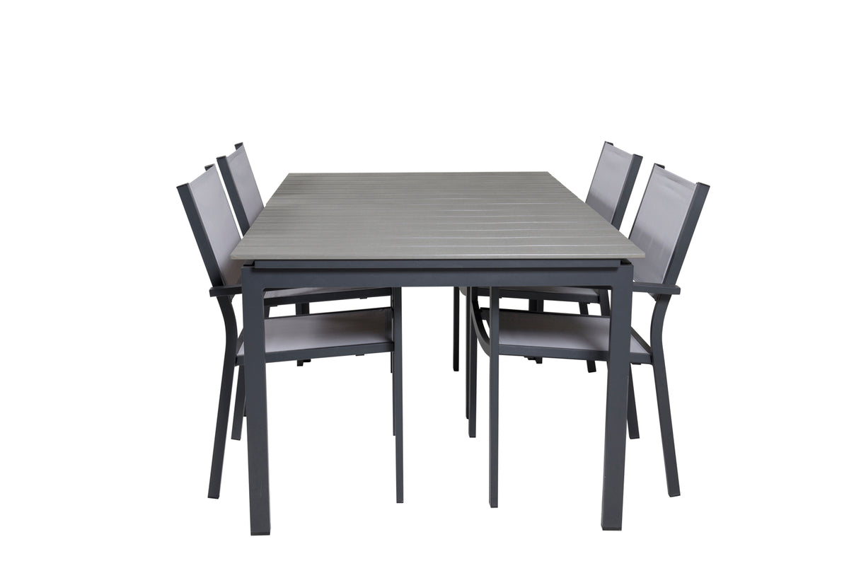 Levels & Copacabana Spisebord 160 x 100 + Spisebordsstole Grå