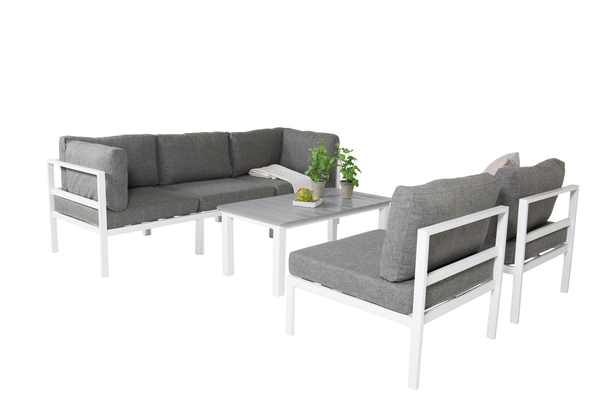 Sofa Bord 110 x 60 Grå + Sofa Modul Hvid