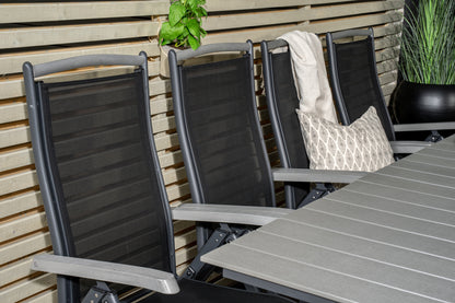 Levels & Albany Rektangulært Spisebord 160x100x75 Sort + Positionsstole Sort