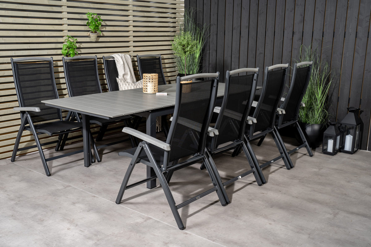 Levels & Albany Rektangulært Spisebord 160x100x75 Sort + Positionsstole Sort