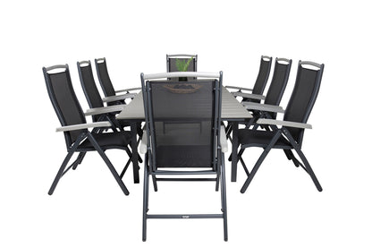 Levels & Albany Rektangulært Spisebord 160x100x75 Sort + Positionsstole Sort