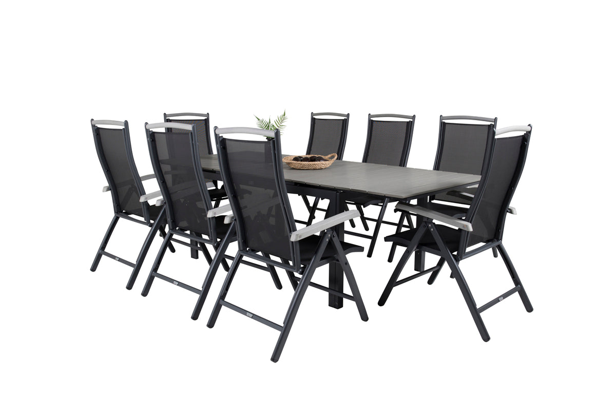 Levels & Albany Rektangulært Spisebord 160x100x75 Sort + Positionsstole Sort