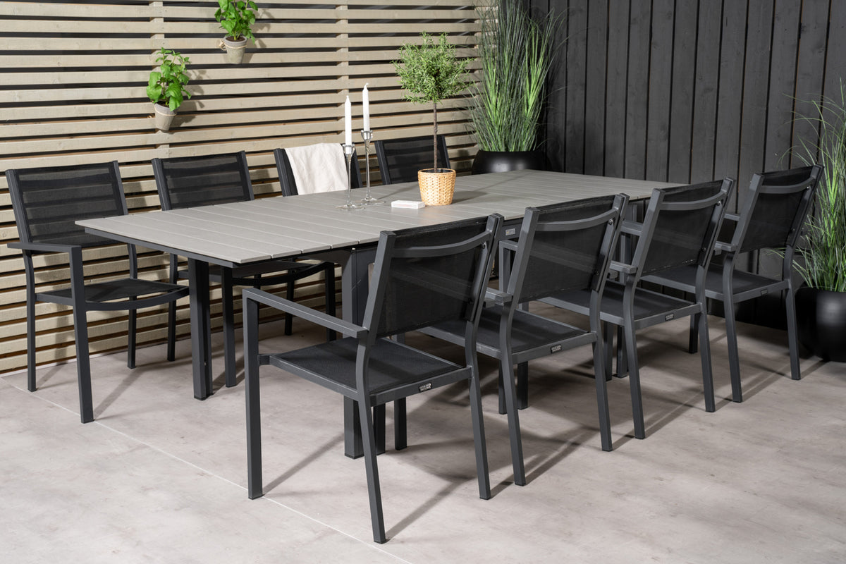 Levels & Copacabana Spisebord 160x100x75 + Spisestole Sort