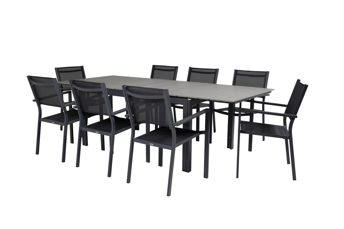 Levels & Copacabana Spisebord 160x100x75 + Spisestole Sort