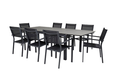 Levels & Copacabana Spisebord 160x100x75 + Spisestole Sort