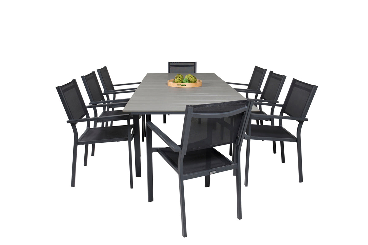 Levels & Copacabana Spisebord 160x100x75 + Spisestole Sort