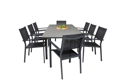 Levels & Copacabana Spisebord 160x100x75 + Spisestole Sort