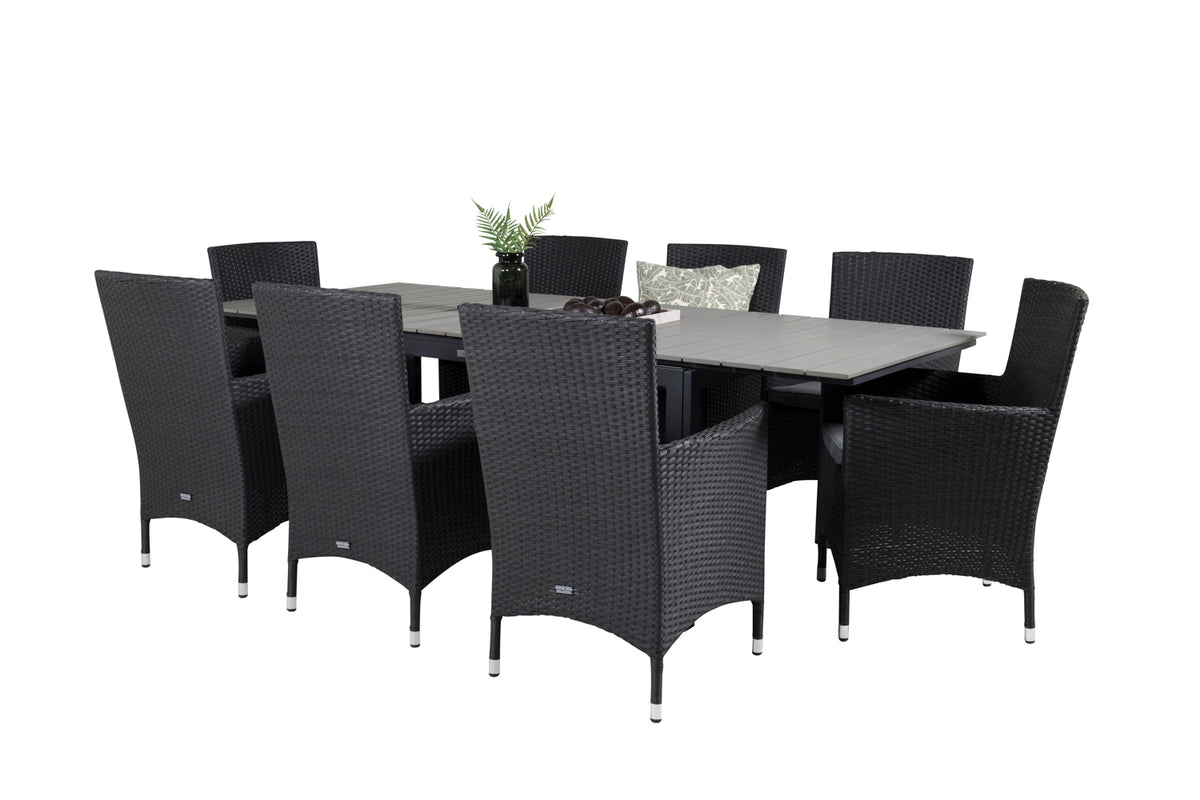 Levels & Malin Spisebord 160x100x75 + Spisestole Sort