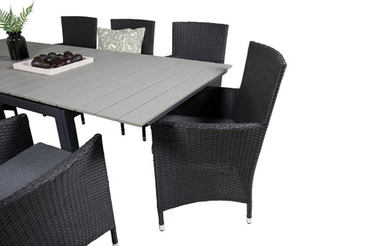 Levels & Malin Spisebord 160x100x75 + Spisestole Sort