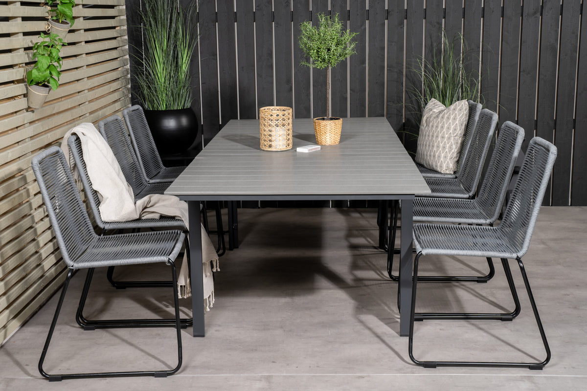 Levels & Lindos Spisebord 160x100x75 + Spisestole Grå