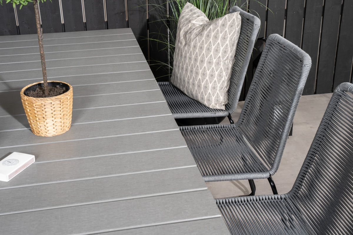 Levels & Lindos Spisebord 160x100x75 + Spisestole Grå