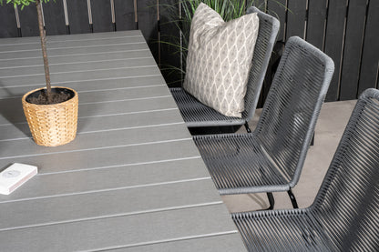 Levels & Lindos Spisebord 160x100x75 + Spisestole Grå