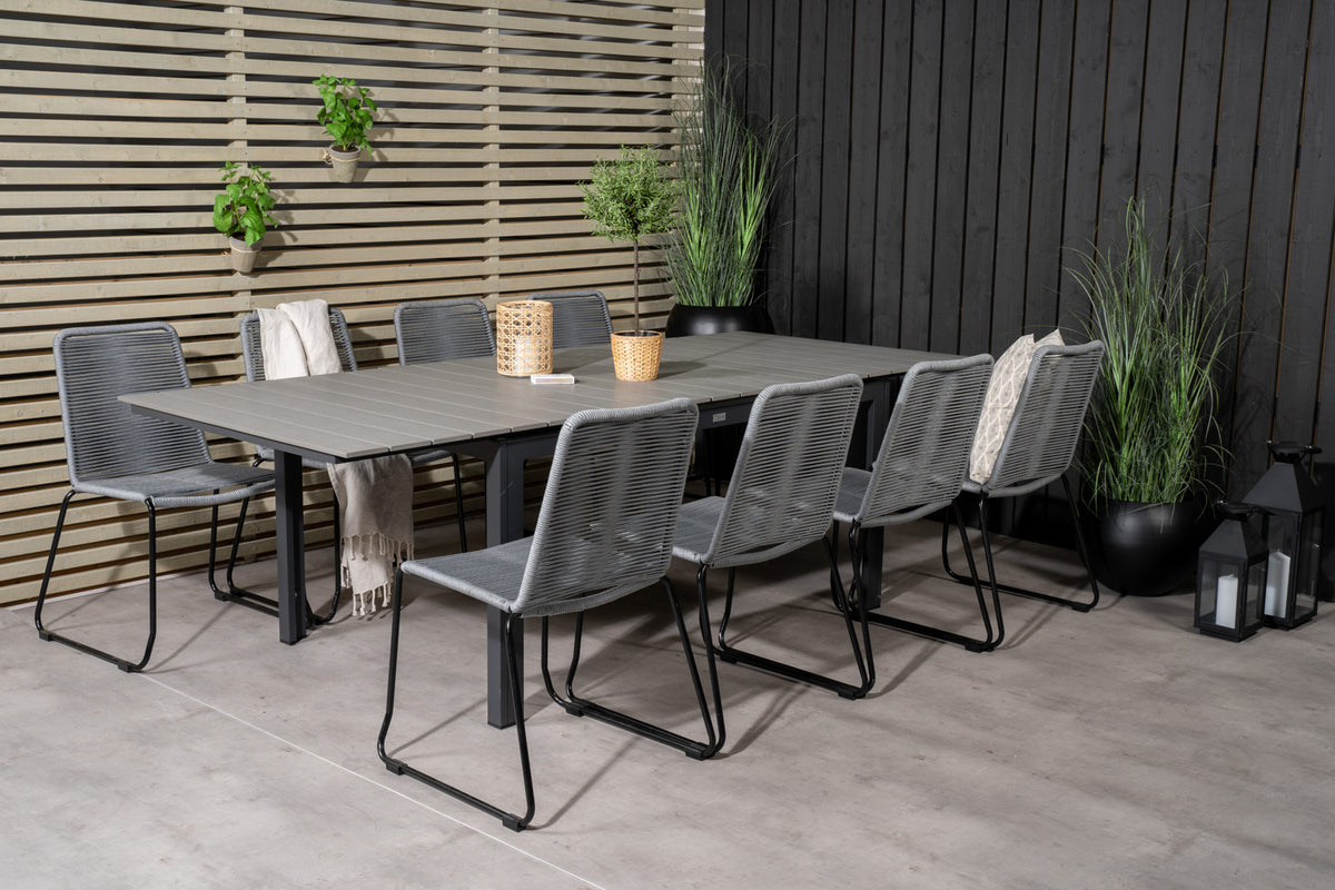 Levels & Lindos Spisebord 160x100x75 + Spisestole Grå