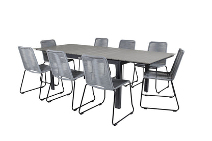 Levels & Lindos Spisebord 160x100x75 + Spisestole Grå