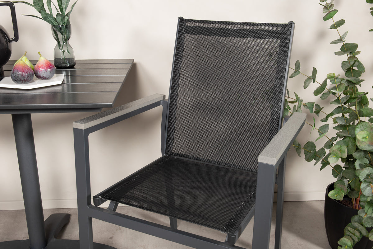 Venture Home Colorado & Parma Cafébord 70x70 + Spisestole Sort