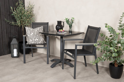 Venture Home Colorado & Parma Cafébord 70x70 + Spisestole Sort