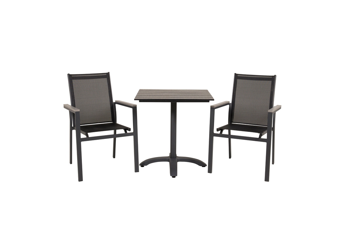 Venture Home Colorado & Parma Cafébord 70x70 + Spisestole Sort