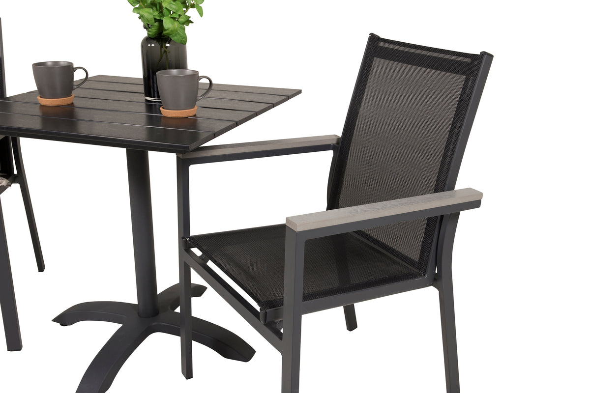 Venture Home Colorado & Parma Cafébord 70x70 + Spisestole Sort