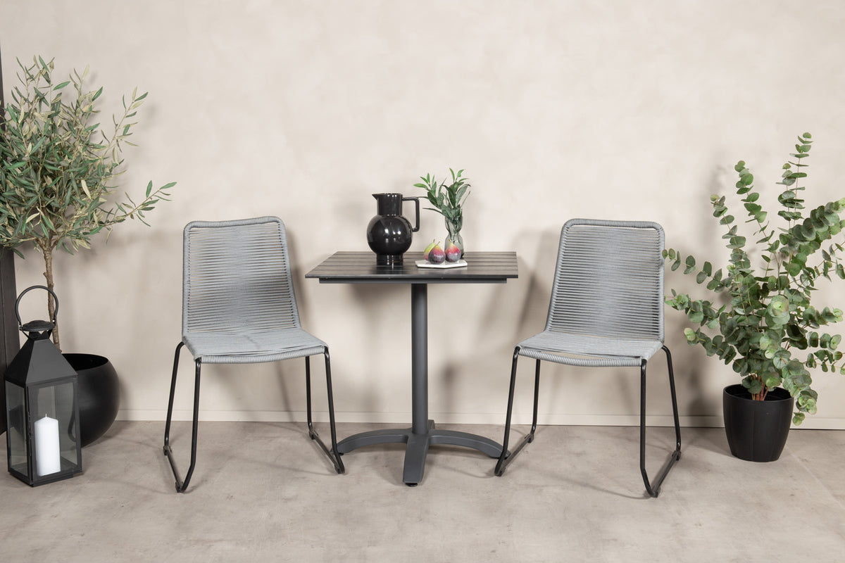 Colorado & Lindos Cafébord 70x70 + Spisestole Grå