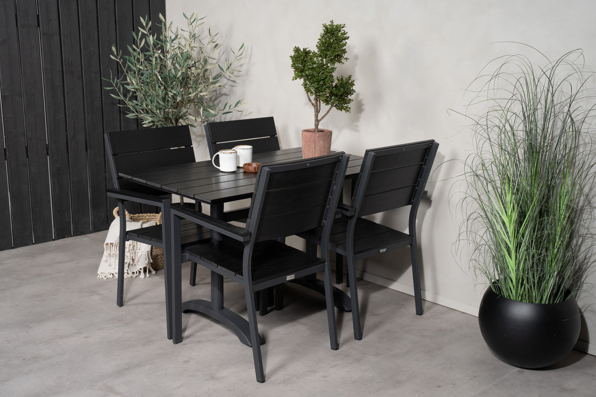 Venture Home Denver & Levels Spisebord 70x120 + Spisestole Sort