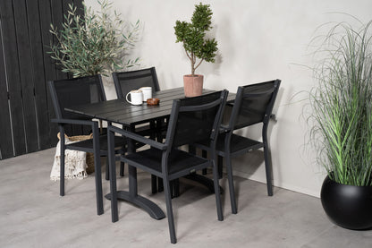 Denver & Copacabana Spisebord 120x70x74 + Spisestole Sort
