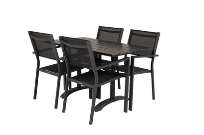 Denver & Copacabana Spisebord 120x70x74 + Spisestole Sort