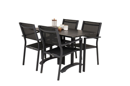 Denver & Copacabana Spisebord 120x70x74 + Spisestole Sort