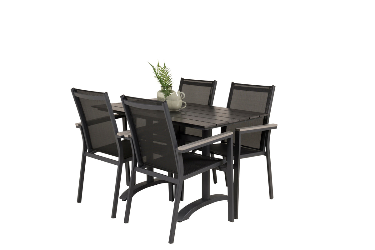 Venture Home Denver & Parma Spisebord 70x120 + Spisestole Sort