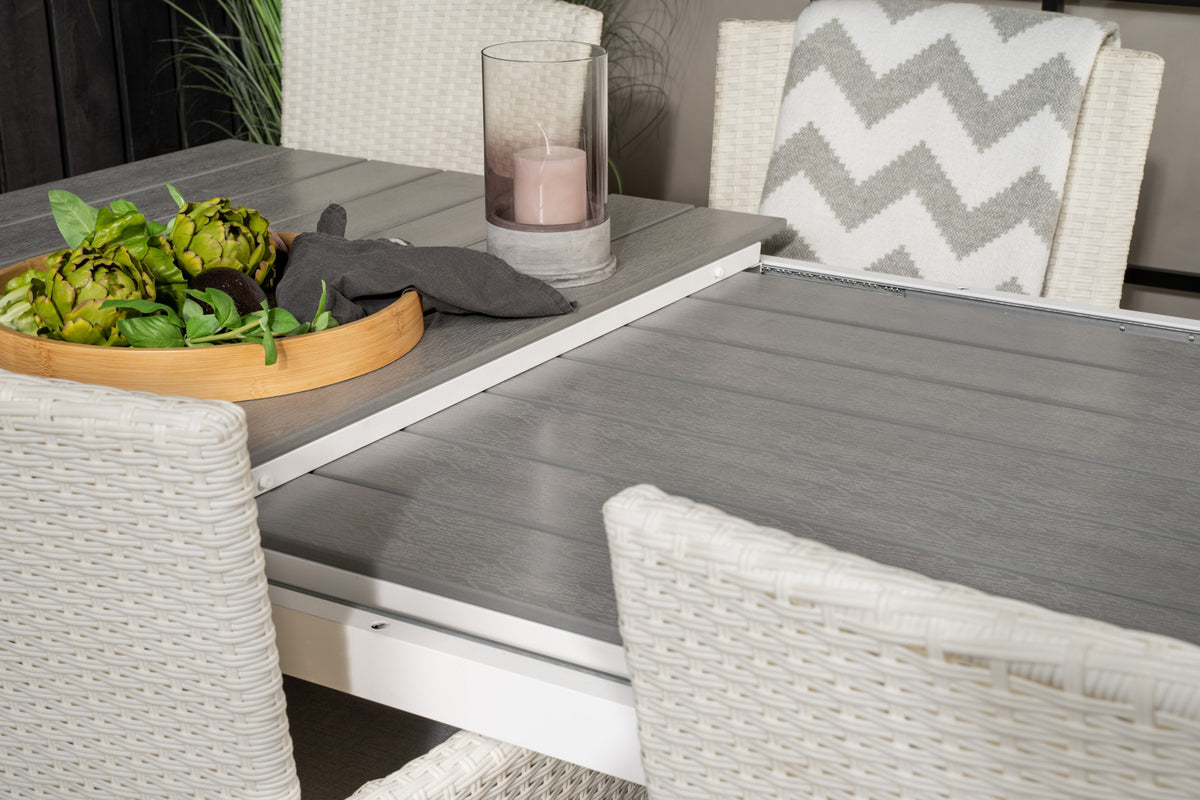 Levels & Malin Spisebord 160x100x75 + Spisestole Hvid