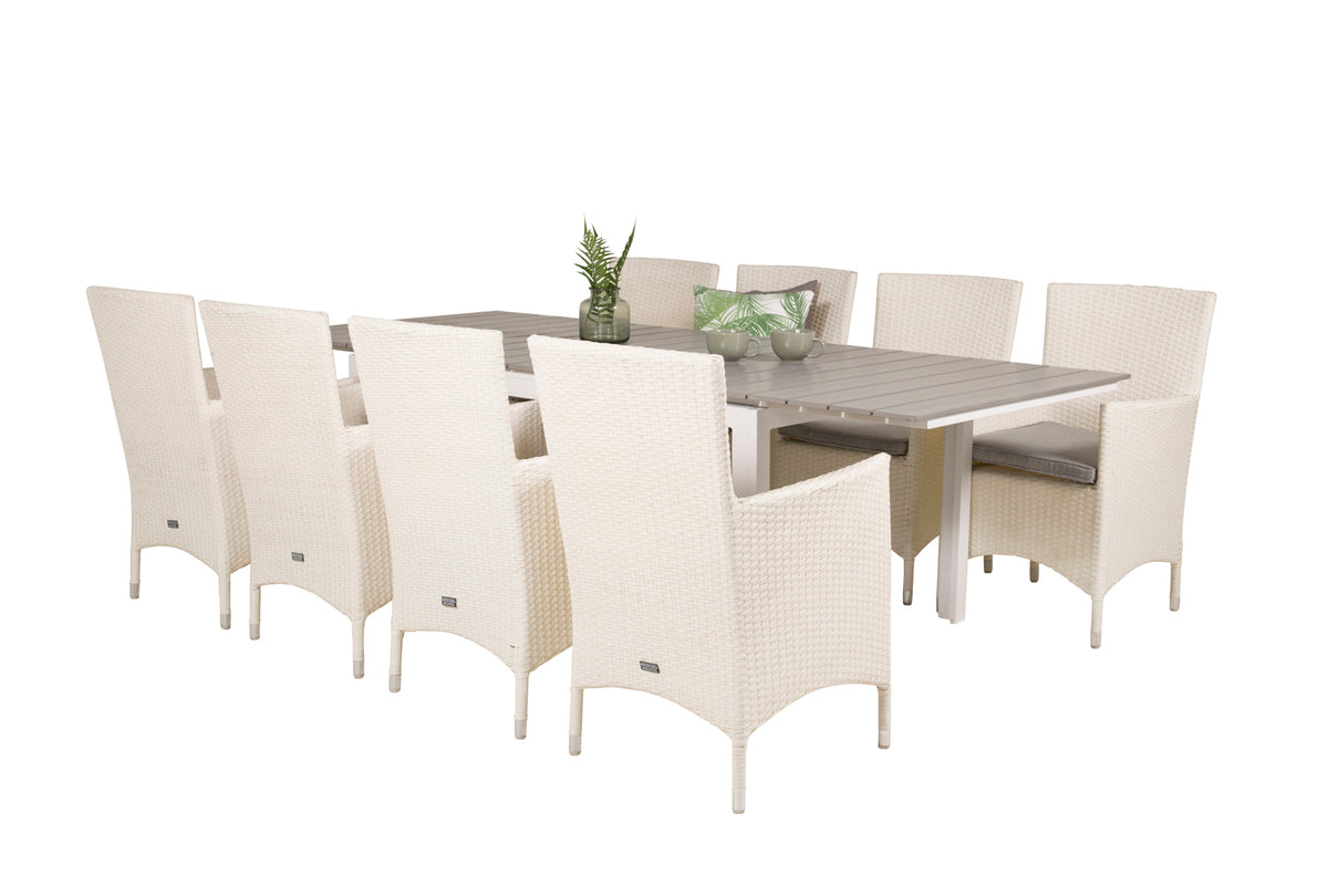 Levels & Malin Spisebord 160x100x75 + Spisestole Hvid