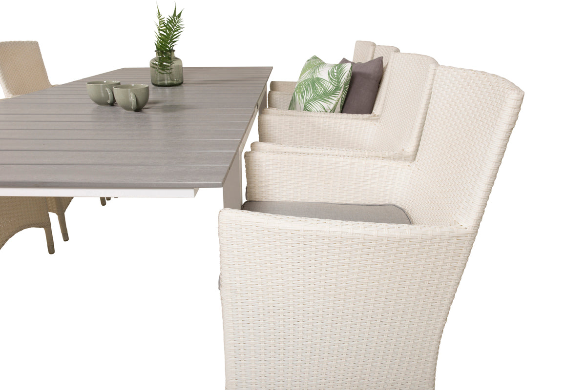 Levels & Malin Spisebord 160x100x75 + Spisestole Hvid