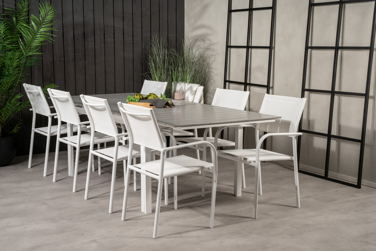 Levels & Santorini Spisebord 160 x 100 + Spisestole Hvid