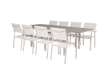 Levels & Santorini Spisebord 160 x 100 + Spisestole Hvid