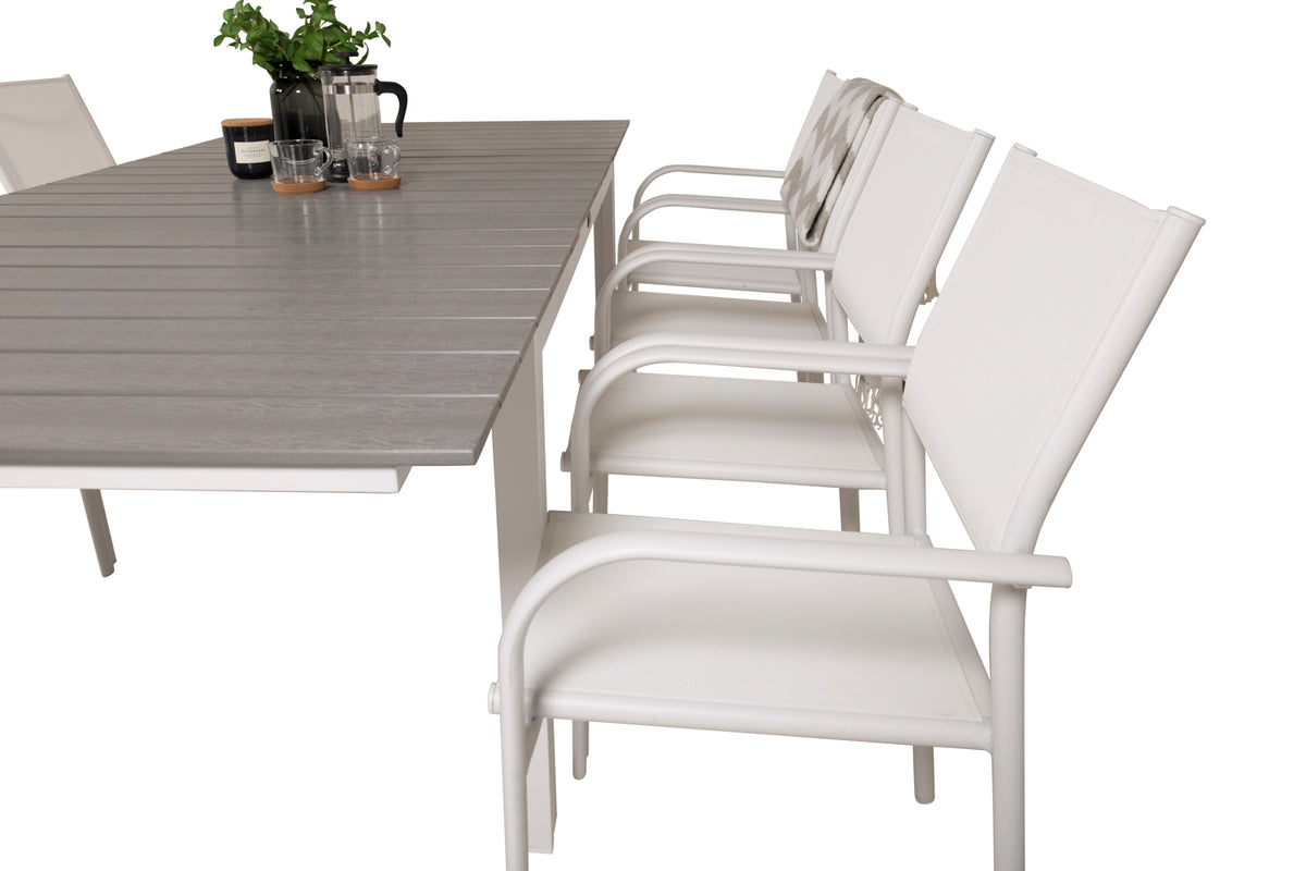 Levels & Santorini Spisebord 160 x 100 + Spisestole Hvid