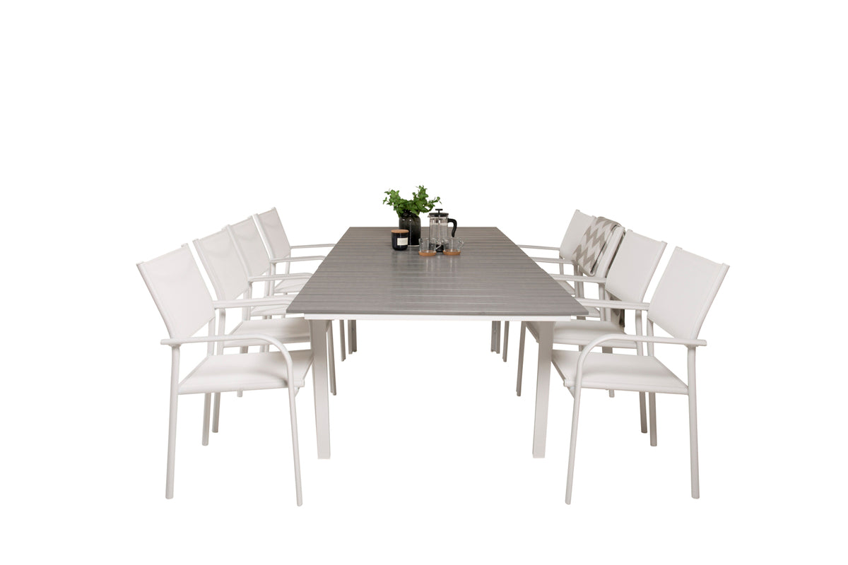 Levels & Santorini Spisebord 160 x 100 + Spisestole Hvid