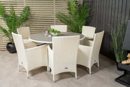 Parma & Malin Spisebord ⌀140 + Spisebordsstole Hvid