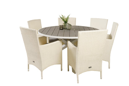 Parma & Malin Spisebord ⌀140 + Spisebordsstole Hvid