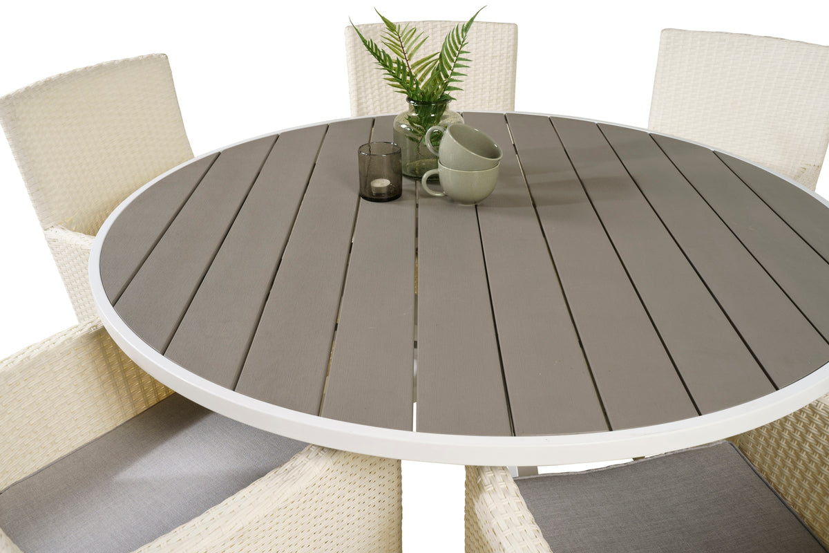 Parma & Malin Spisebord ⌀140 + Spisebordsstole Hvid