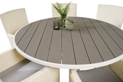 Parma & Malin Spisebord ⌀140 + Spisebordsstole Hvid