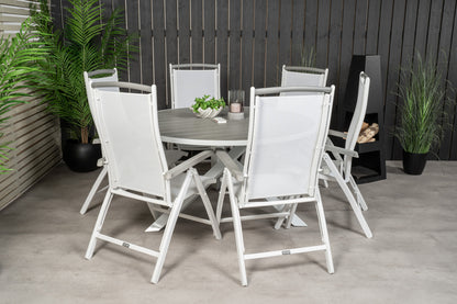 Parma & Albany Spisebord ⌀140 + Positionsstole Hvid