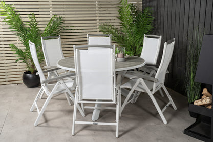 Parma & Albany Spisebord ⌀140 + Positionsstole Hvid